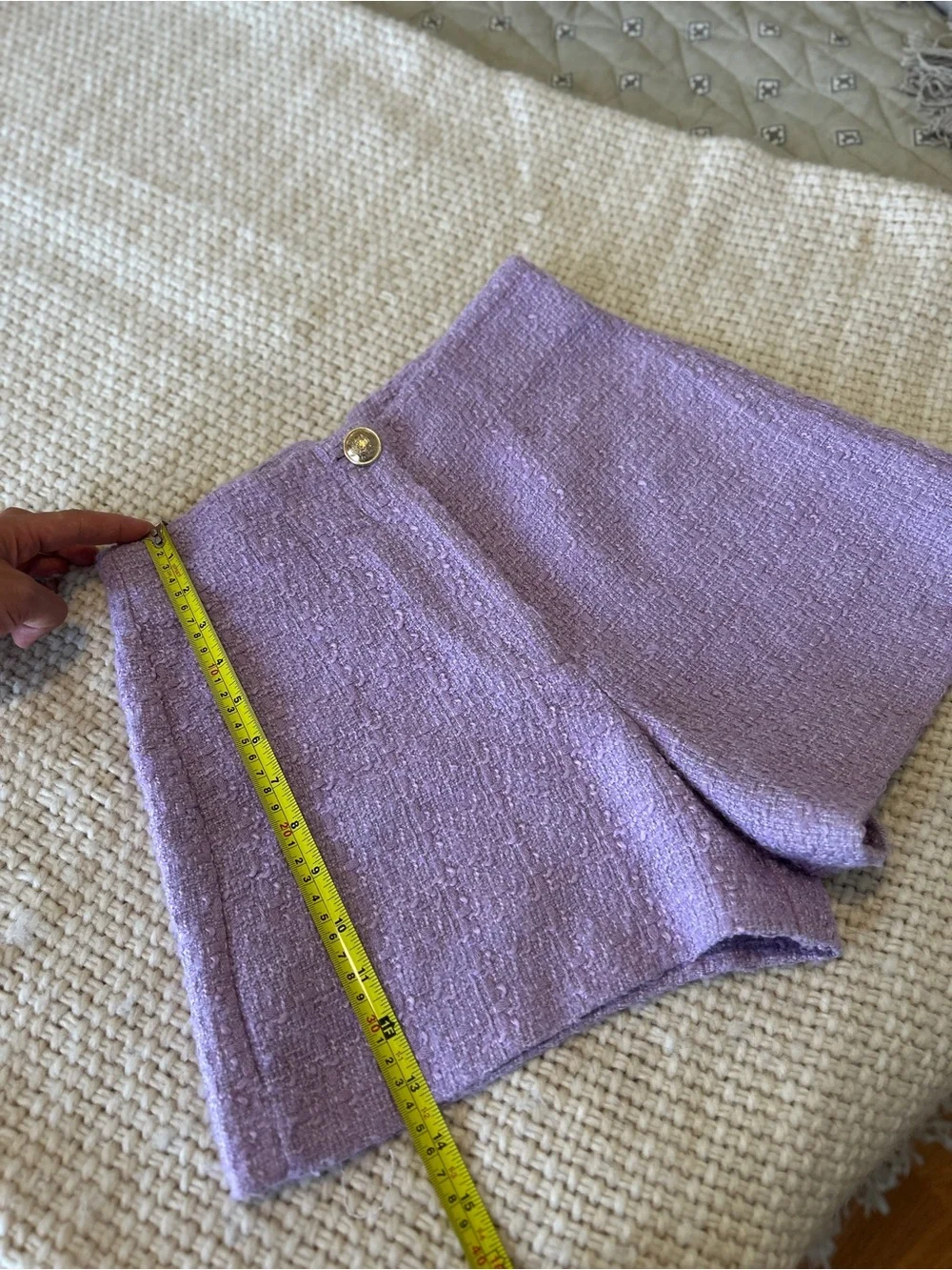 Zara Lilac Tweed High-Waist Tailored Shorts